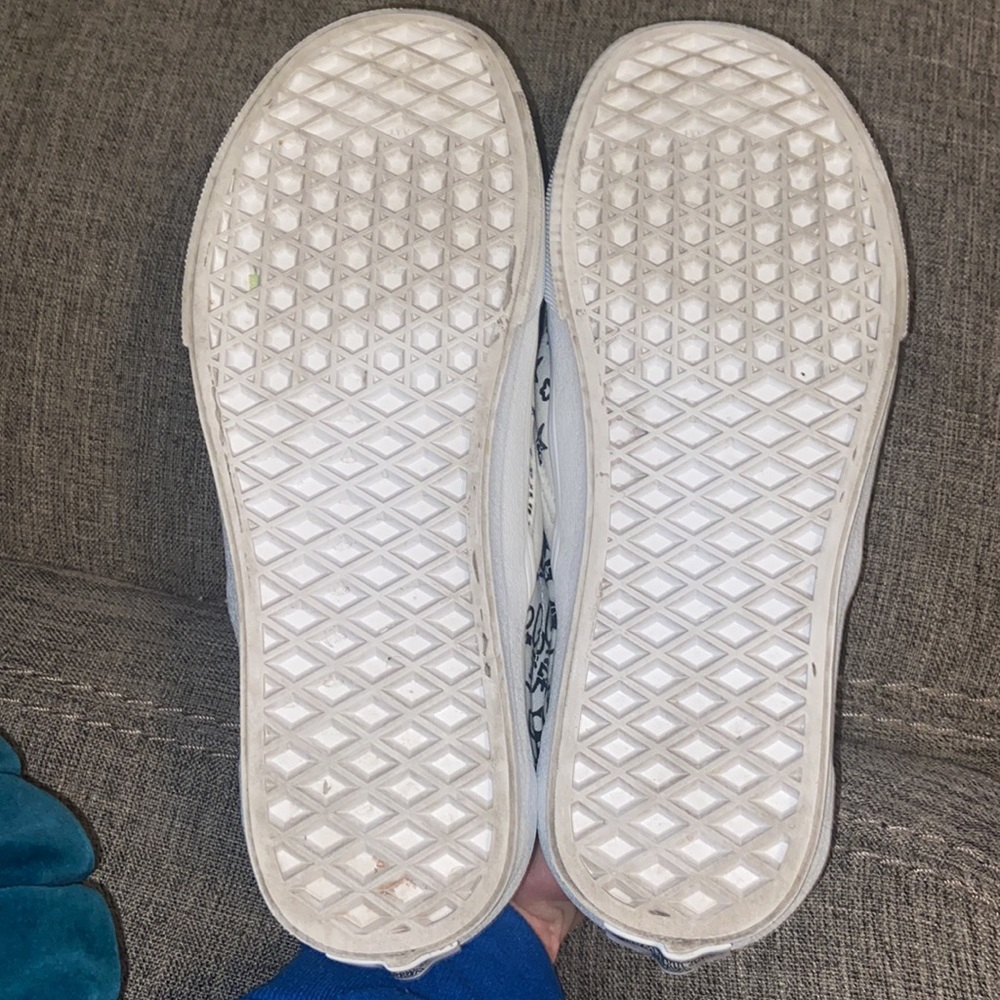 Vans White Slip-On Sneakers with Black Doodle Print - Picture 9 of 9